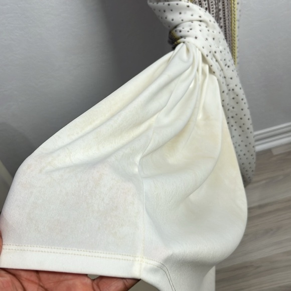 C Women’s Cream Brown Yellow Halter Maxi Sundress Resort Wear Sz L Sleeveless - Picture 6 of 9